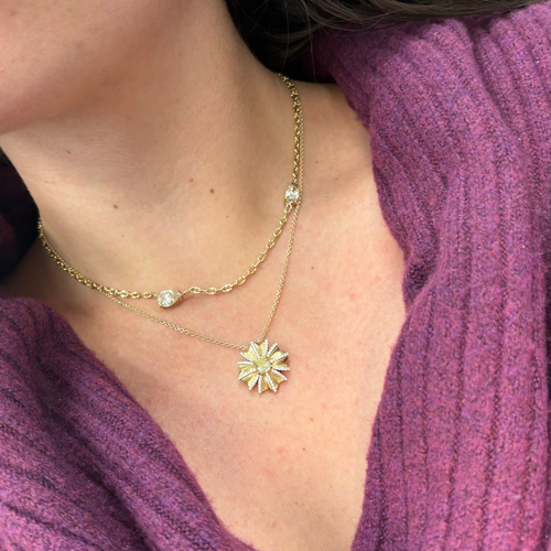 Champagne Diamond Station Necklace