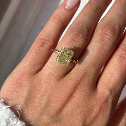 5.07ct Fancy Intense Yellow Elongated Radiant Cut Diamond - Loose
