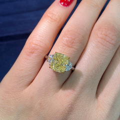 4.02ct Fancy Yellow Cushion Diamond Engagement Ring