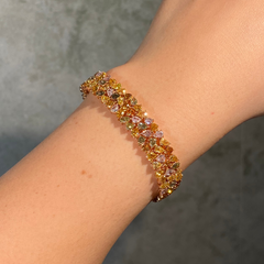 16 Carat Mixed Fancy Color Diamond Three Row Bracelet