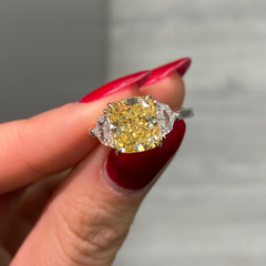 3ct Fancy Yellow Cushion Cut Diamond Engagement Ring