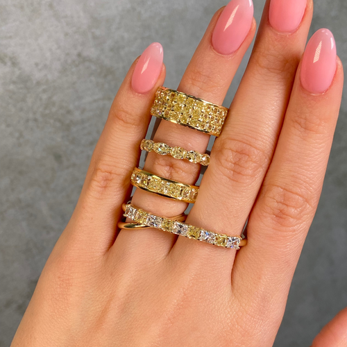 Yellow and White Diamond Two-Finger Ring