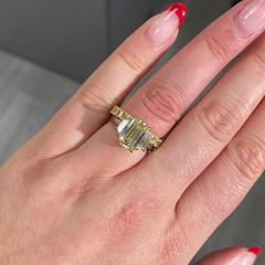 3 Carat Yellow Emerald Cut Diamond Engagement Ring