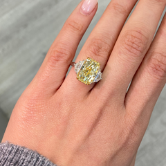 5ct Fancy Yellow Elongated Radiant Diamond Engagement Ring