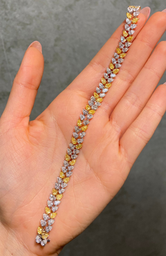 13ct Yellow & White Pear Diamond Double Row Bracelet
