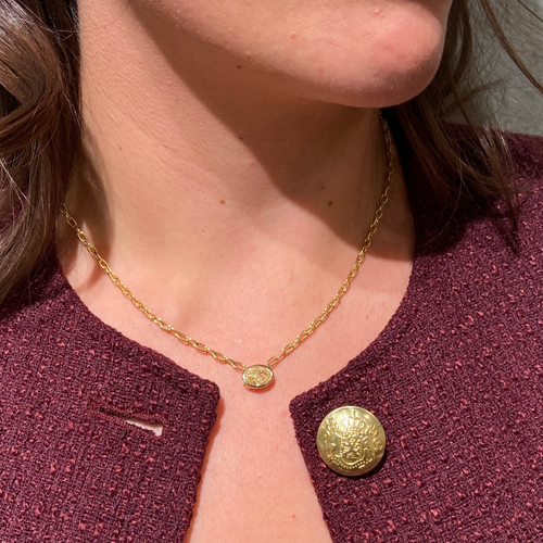 2 Carat Light Yellow Oval Diamond Pendant