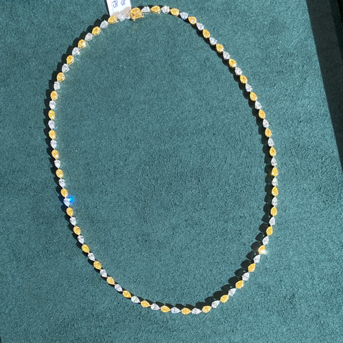 11.5ct Alternating Fancy Yellow and White Pear Diamond Necklace