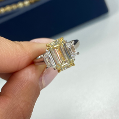 3 Carat Yellow Emerald Cut Diamond Engagement Ring