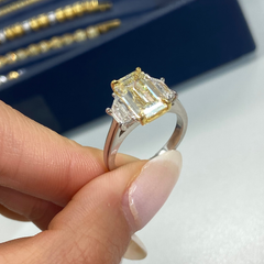 3 Carat Yellow Emerald Cut Diamond Engagement Ring