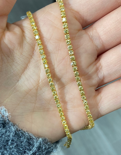 Fancy Intense Yellow Round Diamond Tennis Bracelet