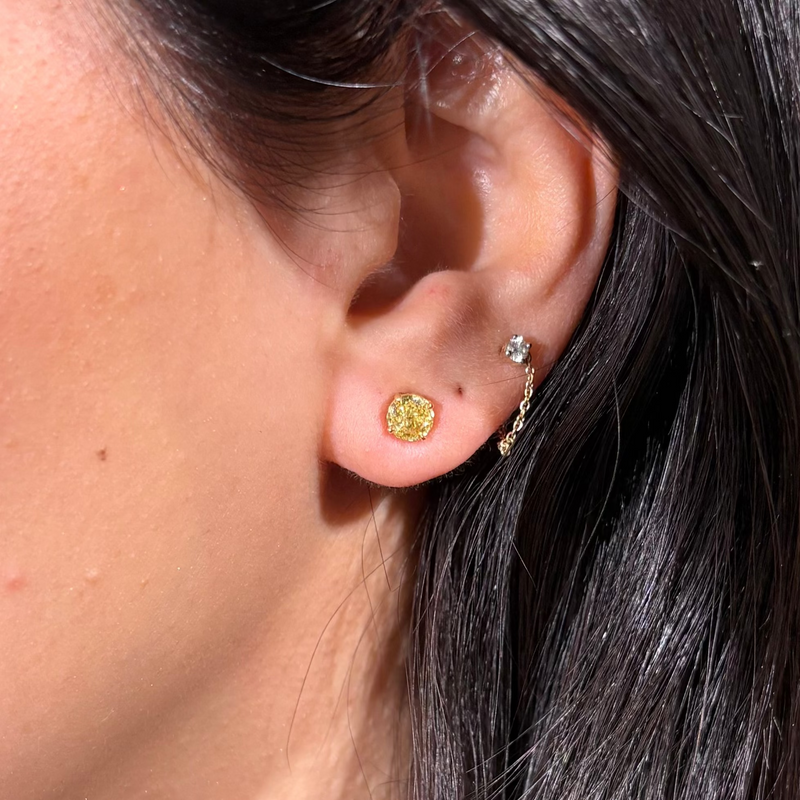 Fancy Intense and Vivid Yellow Round Diamond Studs