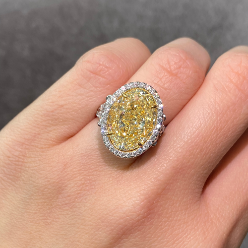 10.77ct Yellow Oval Diamond Halo Engagement Ring