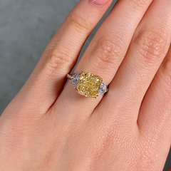 5ct Fancy Light Yellow Cushion Diamond Engagement Ring