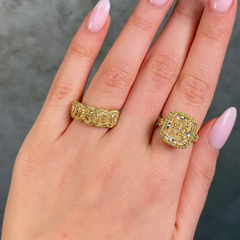 Fancy Light Yellow Golden Halo Half Eternity Band
