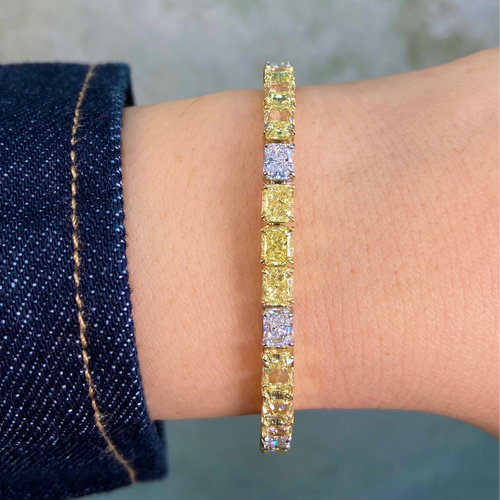 East West 3:1 Yellow Diamond Tennis Bracelet