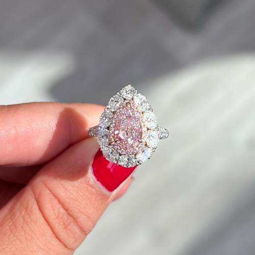 2 Carat Pink Pear Diamond Cocktail Ring and Pendant