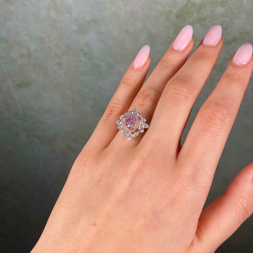 1ct Fancy Light Pink Oval Diamond Ring