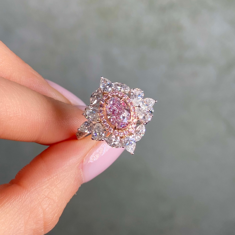 1ct Fancy Light Pink Oval Diamond Ring
