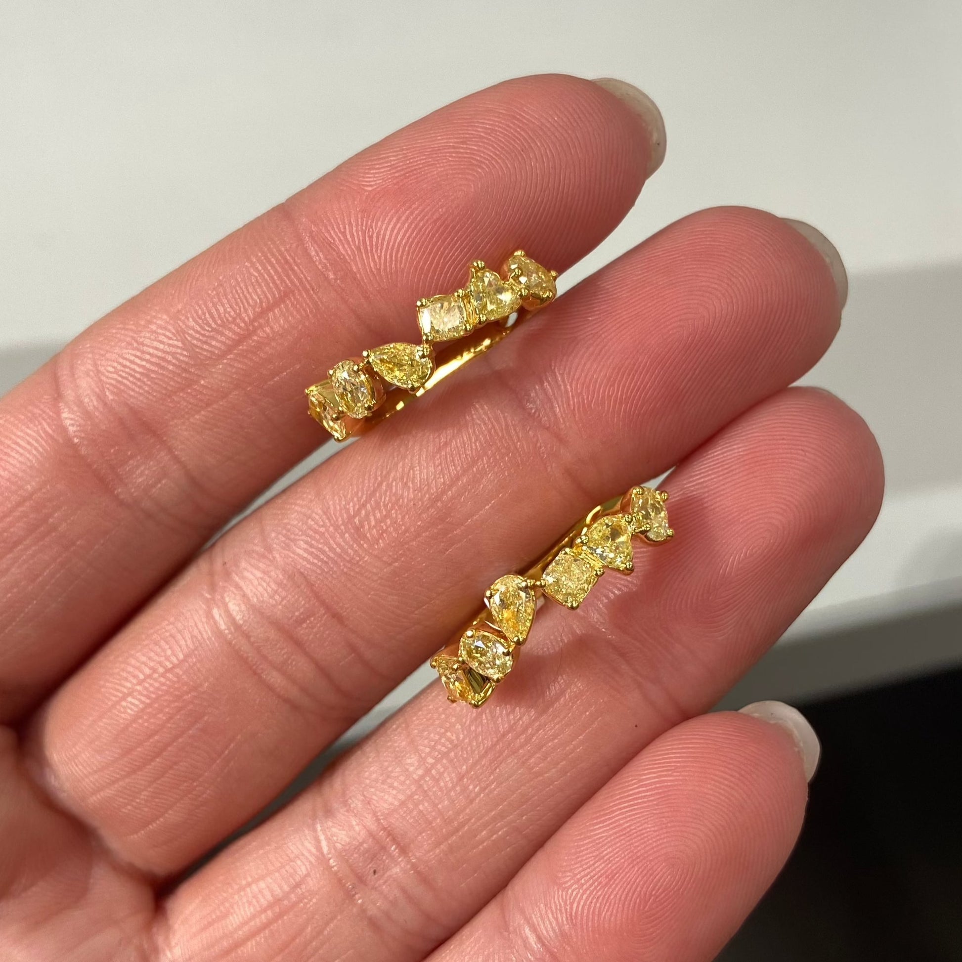 2.55 Carat Total Weight Intense Yellow Diamonds Mixed Shape Diamonds Handmade in NYC
