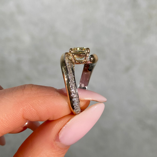 Two Tone Yellow Diamond Unity Engagement Ring