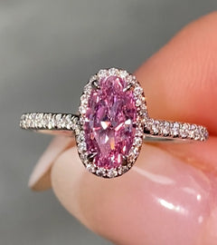 GIA certified vivid purple-pink oval diamond ring, a unique marvel of nature, VS2 clarity.