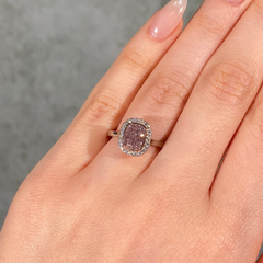 2 Carat Pink Cushion Diamond Halo Engagement Ring