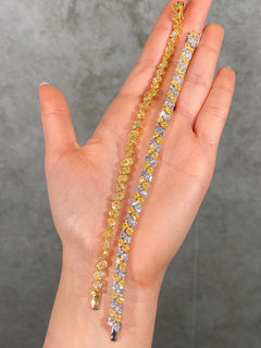 16 Carat Yellow and Colorless Heart Diamond Tennis Bracelet