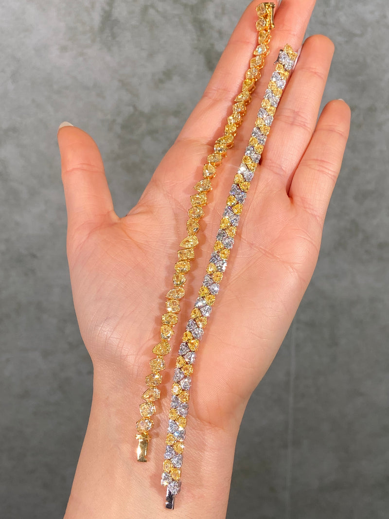 18 Carat Mixed Shape Yellow Diamond Tennis Bracelet