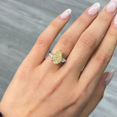 4.02ct Fancy Light Yellow Pear Diamond Engagement Ring