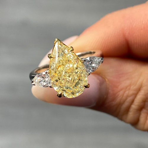 4.02ct Fancy Light Yellow Pear Diamond Engagement Ring