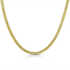 Natural intense yellow diamond tennis necklace with cushion cut diamonds set in 18k yellow gold.