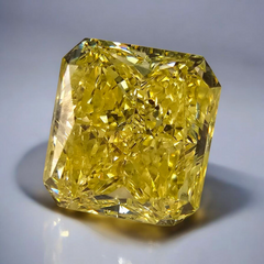 Fancy intense yellow radiant cut diamond with VS1 clarity, excellent cut, GIA certified.