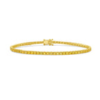 Fancy round shaped intense yellow diamond tennis bracelet, GIA certified.