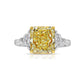 3 Carat Intense Yellow Radiant Diamond Three Stone Ring