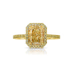 all yellow diamond radiant cut halo engagement ring 