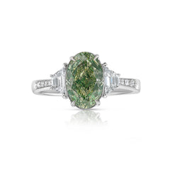 2ct Green Oval Diamond Ring