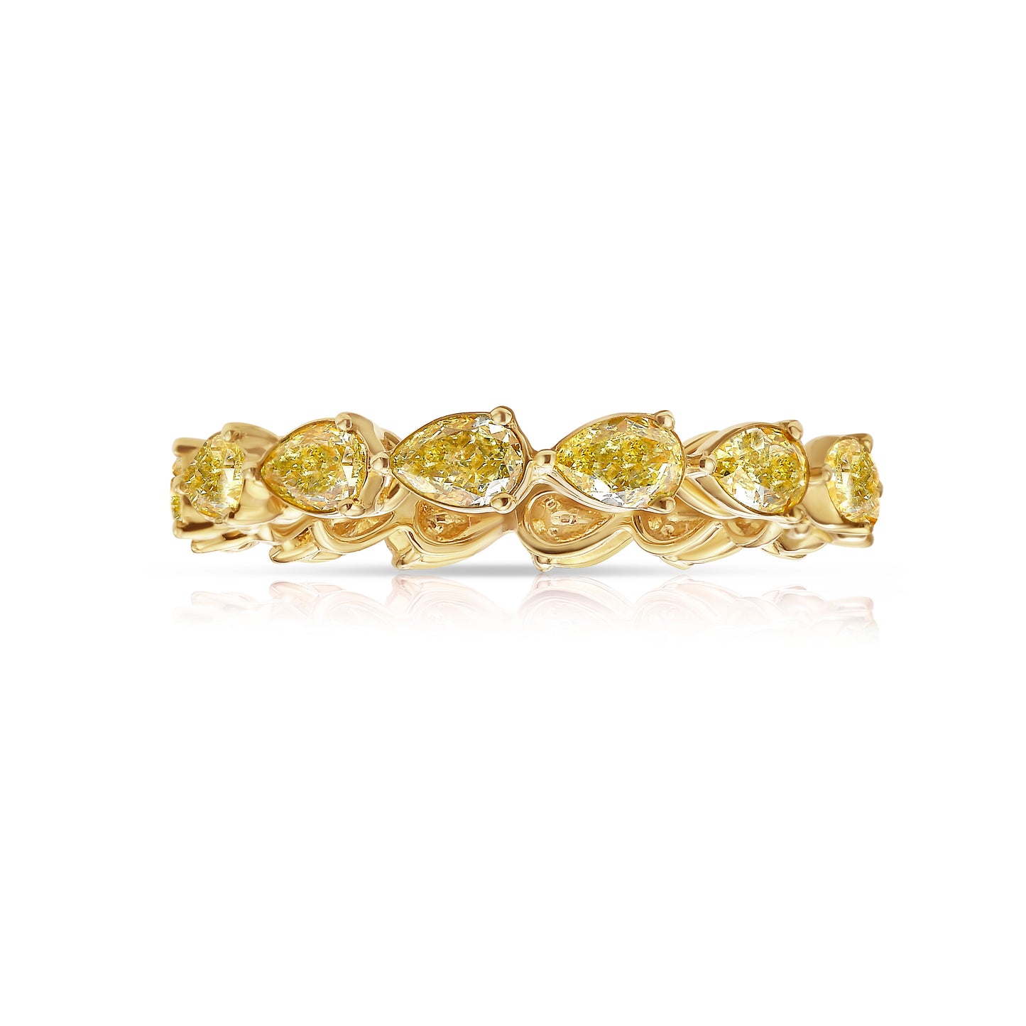 2.19 Carats Total 14 Pear Shape Diamonds Fancy Intense Yellow Diamonds Crafted in 18k Yellow Gold Handmade in NYC