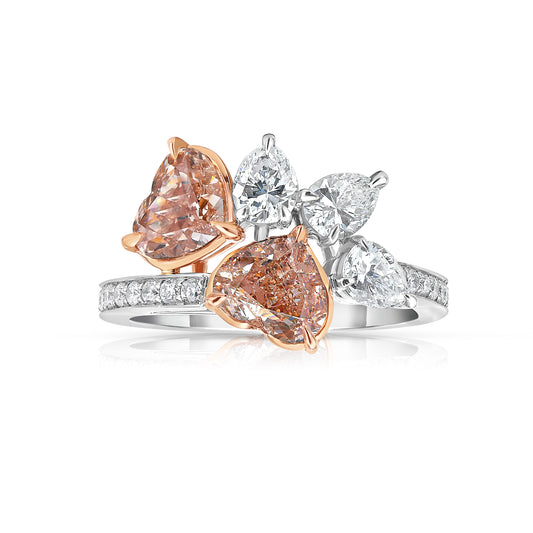 Fancy Brown Pink Heart Shape Diamond Ring