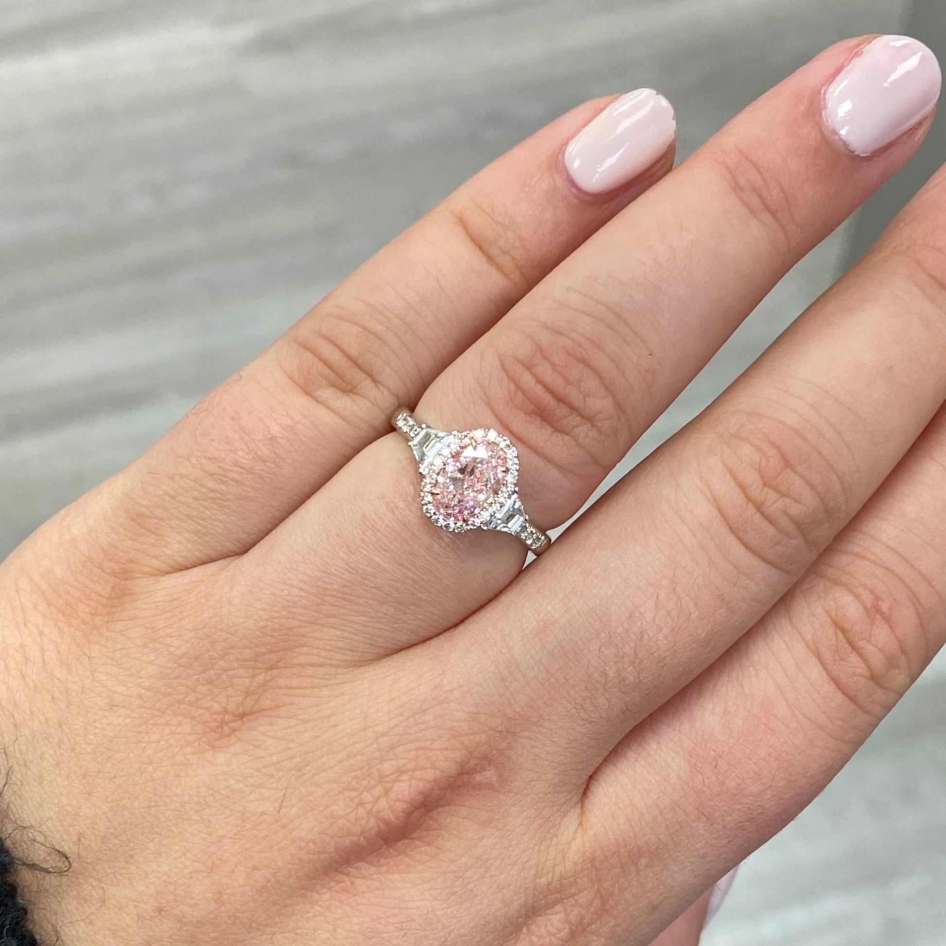 Light pink diamond engagement best sale ring
