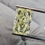 4.45 Carat Fancy Yellow Elongated Radiant Cut Diamond VVS2 Clarity Excellent, Very Good cutting No Fluorescence GIA Certified Diamond.