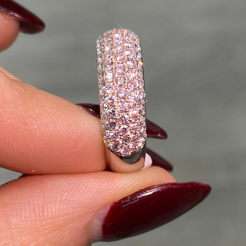 5 row pink and white diamond ring