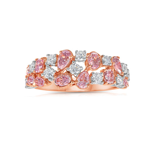 Pink and White Diamond Half Eternity Ring