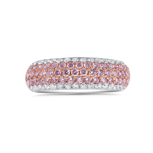 Pink and White Diamond Five Row Half Eternity Ring