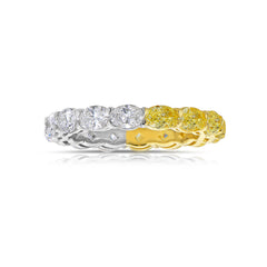 Wear two ways diamond eternity band. Undecided eternity ring. Diamond eternity ring. Fancy yellow and white alternating eternity band. Alternating diamond ring.