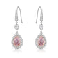 Natural pink diamond earrings, surrounded by a double halo or natural white diamonds, handmade by color diamond experts in new york