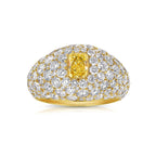 Half Carat Fancy Intense Yellow Radiant with Diamond Pave Dome Ring