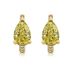 Natural yellow diamond earrings, everyday diamond huggie with unique canary diamond.