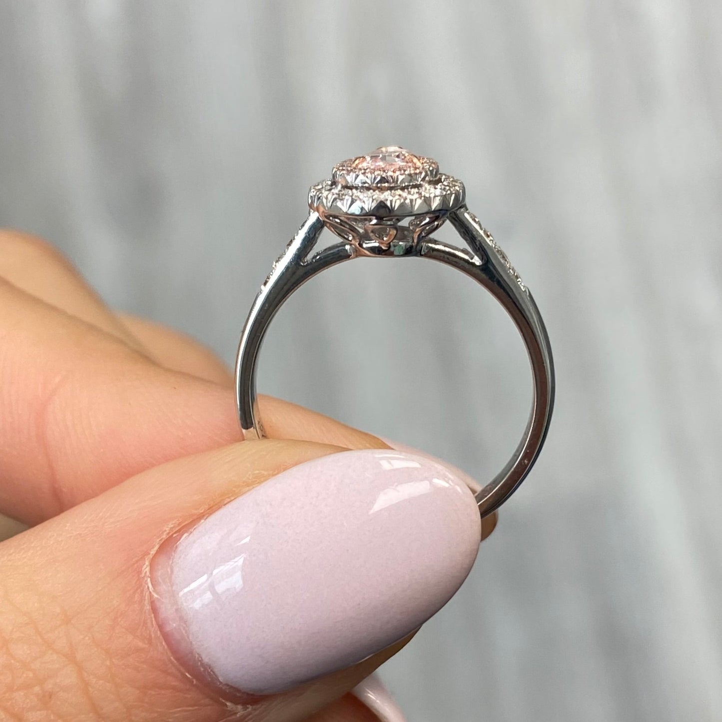 1.51ct GIA Faint Pink Pear Diamond Ring