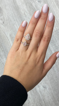 Ethereal Pink pear shape diamond, pink diamond ring, pink diamond engagement ring, pear shape diamond, natural pink diamond, halo engagement ring, bubblegum pink diamond.