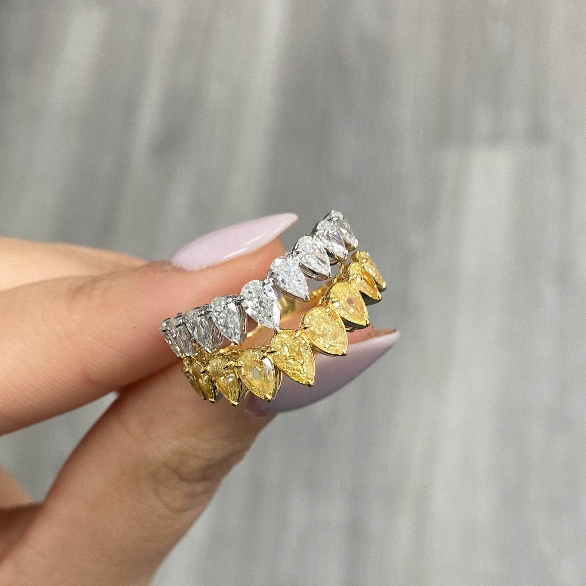 natural canary yellow diamonds and white diamonds in a statement ring